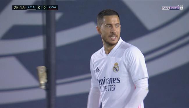تصدي حارس اوساسونا الرائع يحرم هازارد من تسجيل هدف اول لريال مدريد