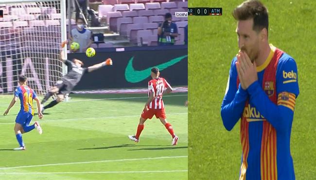 تصدي اوبلاك الرائع يحرم ميسي من هدف اسطوري لبرشلونة امام اتلتيكو مدريد