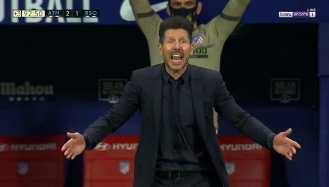 رد فعل دييجو سيميوني واللاعبين بعد نهاية مباراة اتلتيكو مدريد وريال سوسيداد