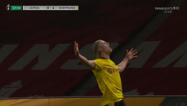 هدف هالاند في مرمي لايبزيج بنهائي كأس المانيا