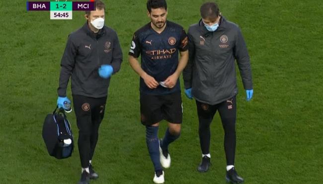 اصابة جوندوجان وخروجه في مباراة مانشستر سيتي وبرايتون