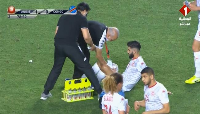 اصابة فرجاني ساسي وخروجه في مباراة تونس والكونغو