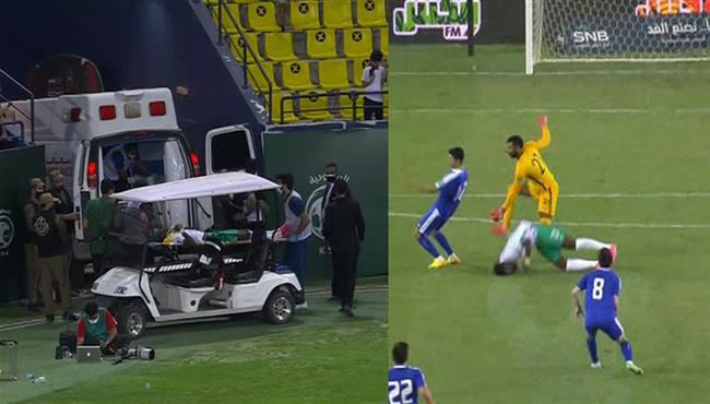 اصابة قوية لحسان تمبكتي في مباراة السعودية وأوزبكستان
