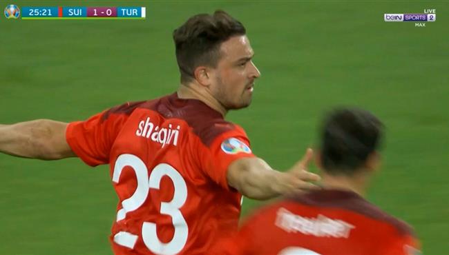 هدف شاكيري الاول الرائع في مباراة سويسرا وتركيا