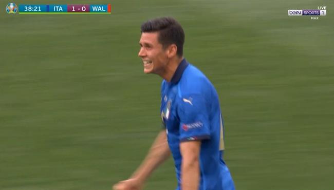 هدف ايطاليا الاول في مرمي ويلز ماتيو بيسينا
