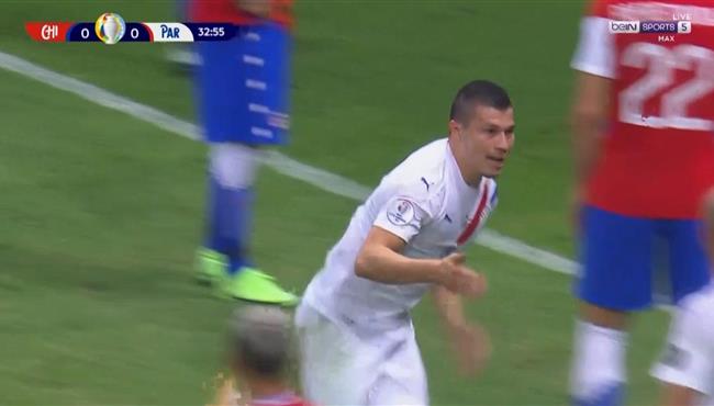 هدف باراجواي الأول في مرمي تشيلي ساموديو