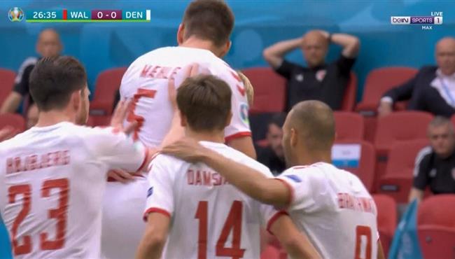 هدف الدنمارك الاول في مرمي ويلز 1 0 كاس امم اوروبا