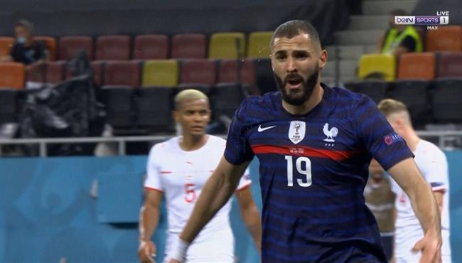 هدف كريم بنزيما الثاني في مرمي سويسرا يكاس امم اوروبا
