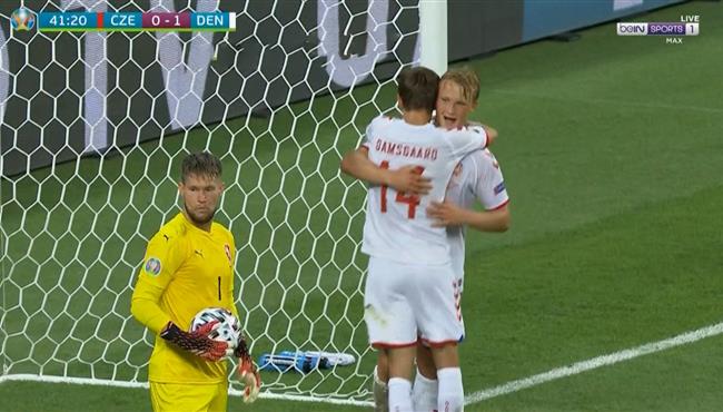 هدف الدنمارك الثاني في مرمي التشيك كاسبر دولبرج