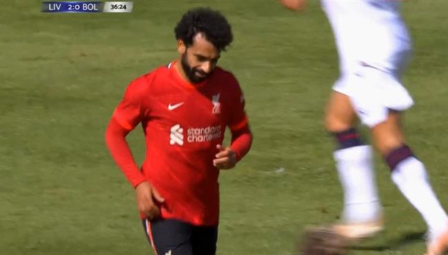 محمد صلاح كاد ان يسجل هدف في مباراة ليفربول وبولونيا