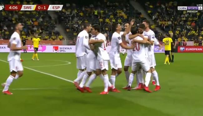 هدف اسبانيا الاول في مرمي السويد كارلوس سولر