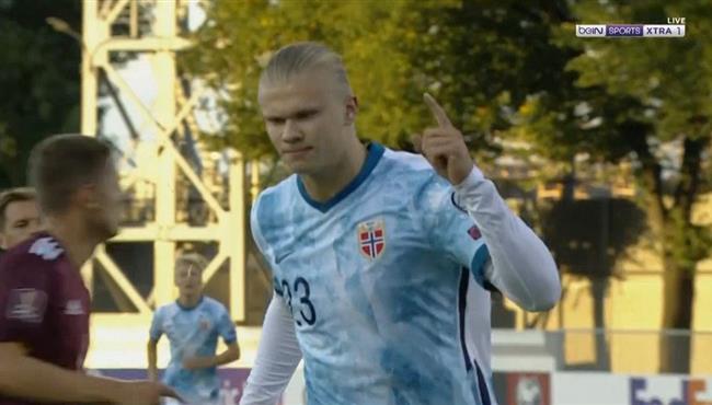 هدف هالاند في مرمي لاتفيا بتصفيات كأس العالم