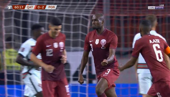هدف قطر الاول في مرمي البرتغال عبدالكريم حسن فضل الله