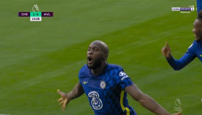 هدف لوكاكو الاول في مرمي استون فيلا بالدوري الانجليزي