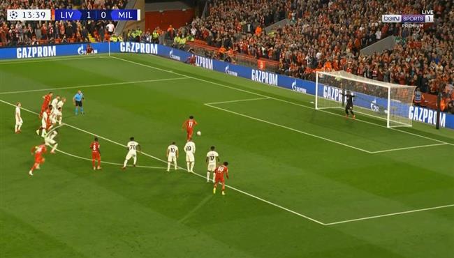 حارس ميلان يتصدي لركلة جزاء محمد صلاح في دوري ابطال اوروبا