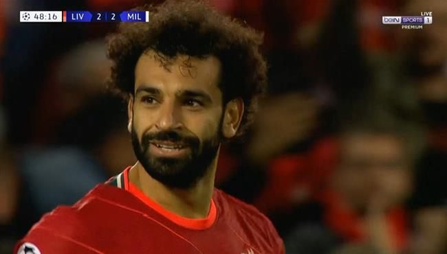هدف محمد صلاح في مرمي ميلان بدوري ابطال اوروبا