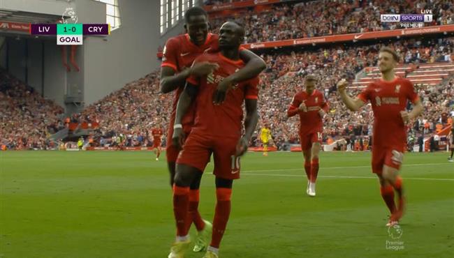 هدف ماني في مرمي كريستال بالاس بعد رأسية رائعة من محمد صلاح