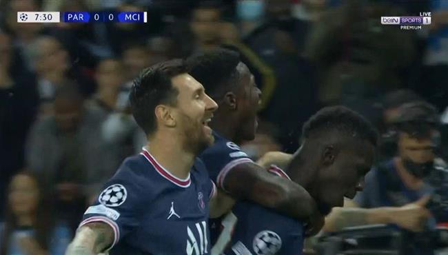 هدف باريس سان جيرمان الاول في مرمي مانشستر سيتي ادريسا جاي
