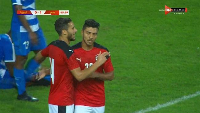 هدف محمد شريف الثاني في مرمي ليبيريا مباراة ودية