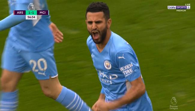 هدف رياض محرز في مرمي ارسنال بالدوري الانجليزي