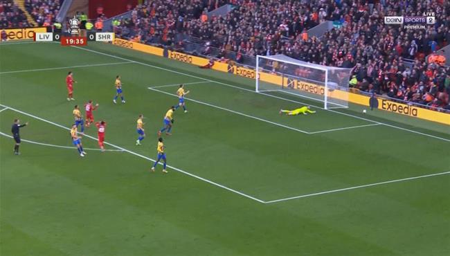 فرصة خطيرة من ليفربول علي مرمي شروزبري بكأس الاتحاد الانجليزي