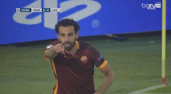 ملخص لمسات محمد صلاح في مباراة روما وباير ليفركوزن