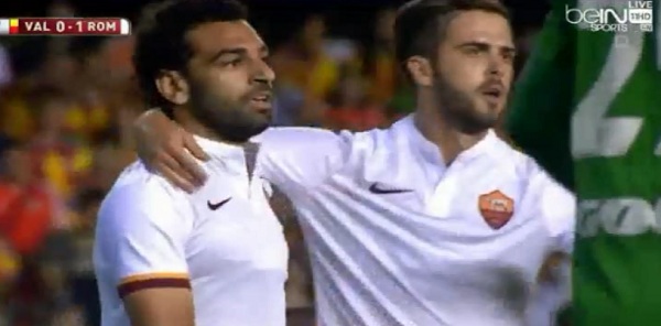 هدف محمد صلاح الاول لروما في مرمى فالنسيا
