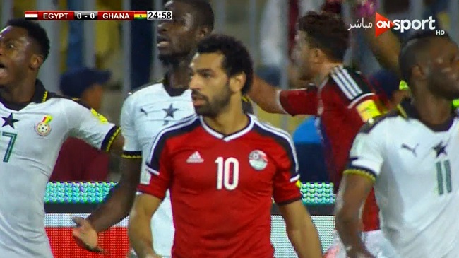 محمد صلاح يهدر اول فرصه حقيقه لمصر امام منتخب غانا