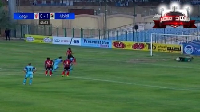 على فرج يتصدي لركة جزاء فى مباراة الداخلية و بتروجت