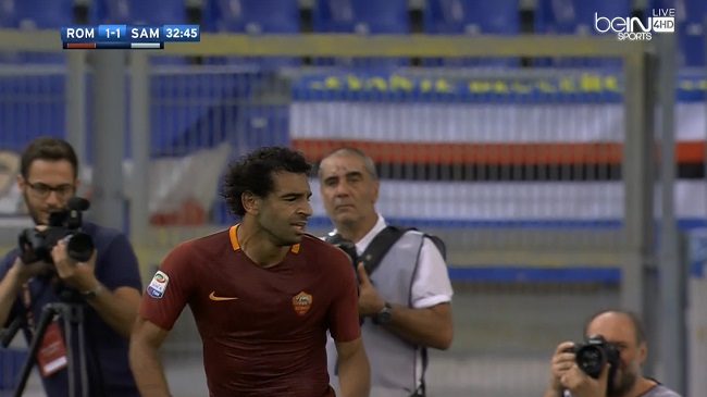محمد صلاح يهدر فرصة هدف امام مرمي سامبدوريا تعليق حفيظ دراجى