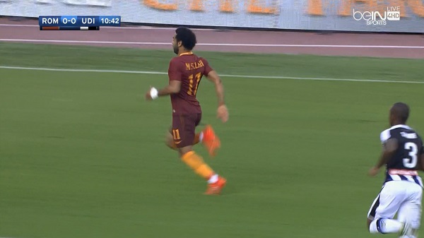 اسبرنت رائع من صلاح في مباراة روما و أودينيزي